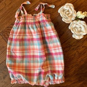 TEA Pastel Plaid Cotton Romper